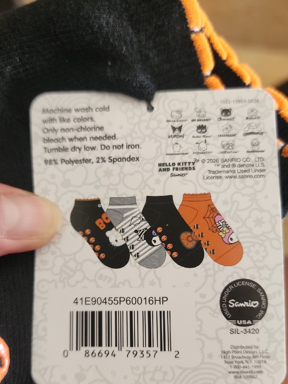 Sanrio Hello Kitty And FriendsBlack and Orange No-Show Cat Socks - Picture 2 of 5